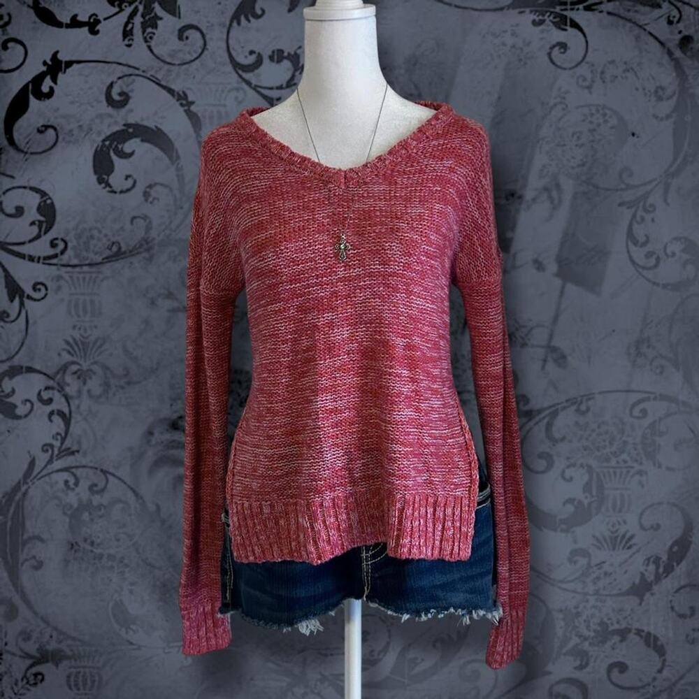 lollipop cream heather pink + white lightweight sweater